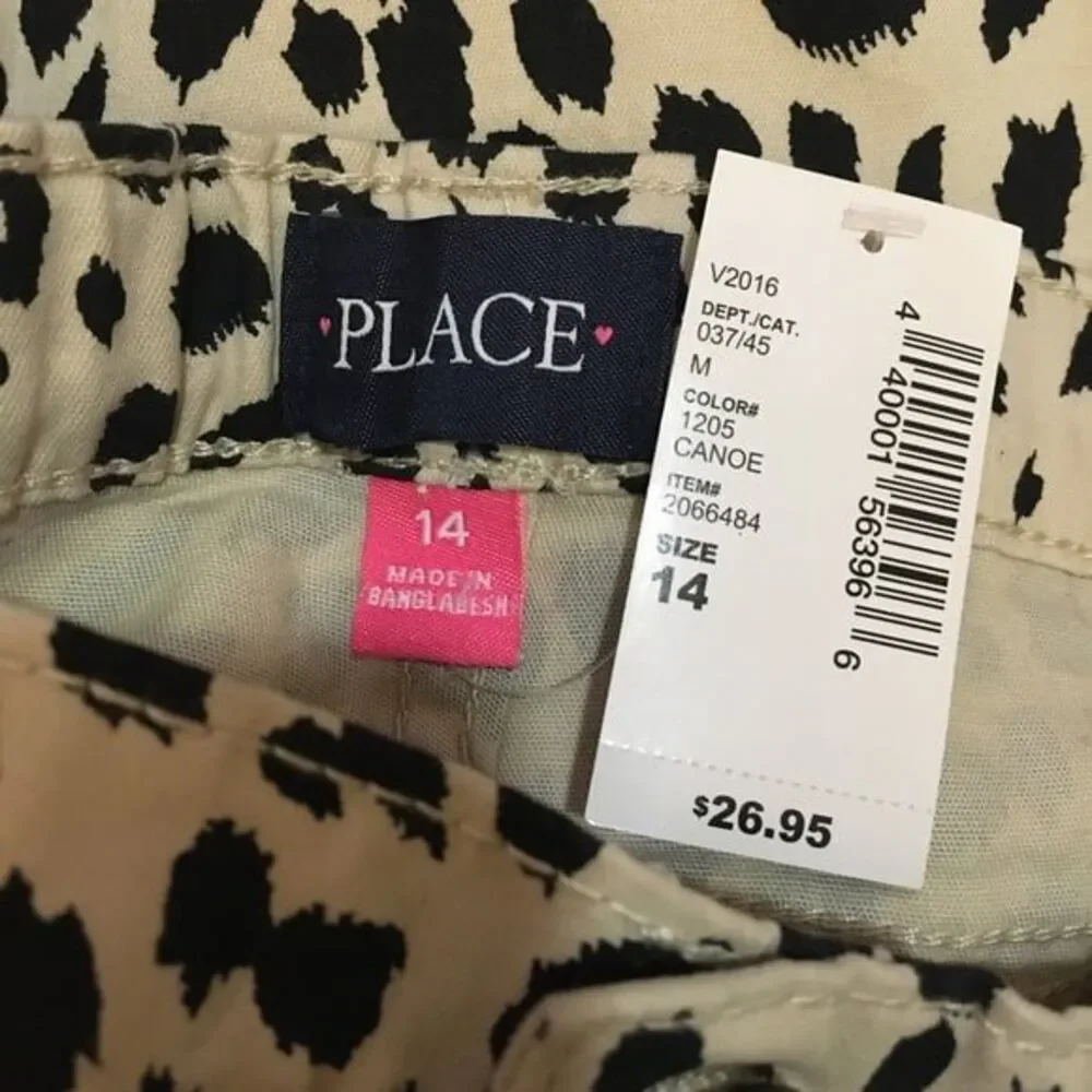 Children’s Place Sz 14 Skinny Leg Pants Animal Print Cheetah Beige 14 x 38 NEW